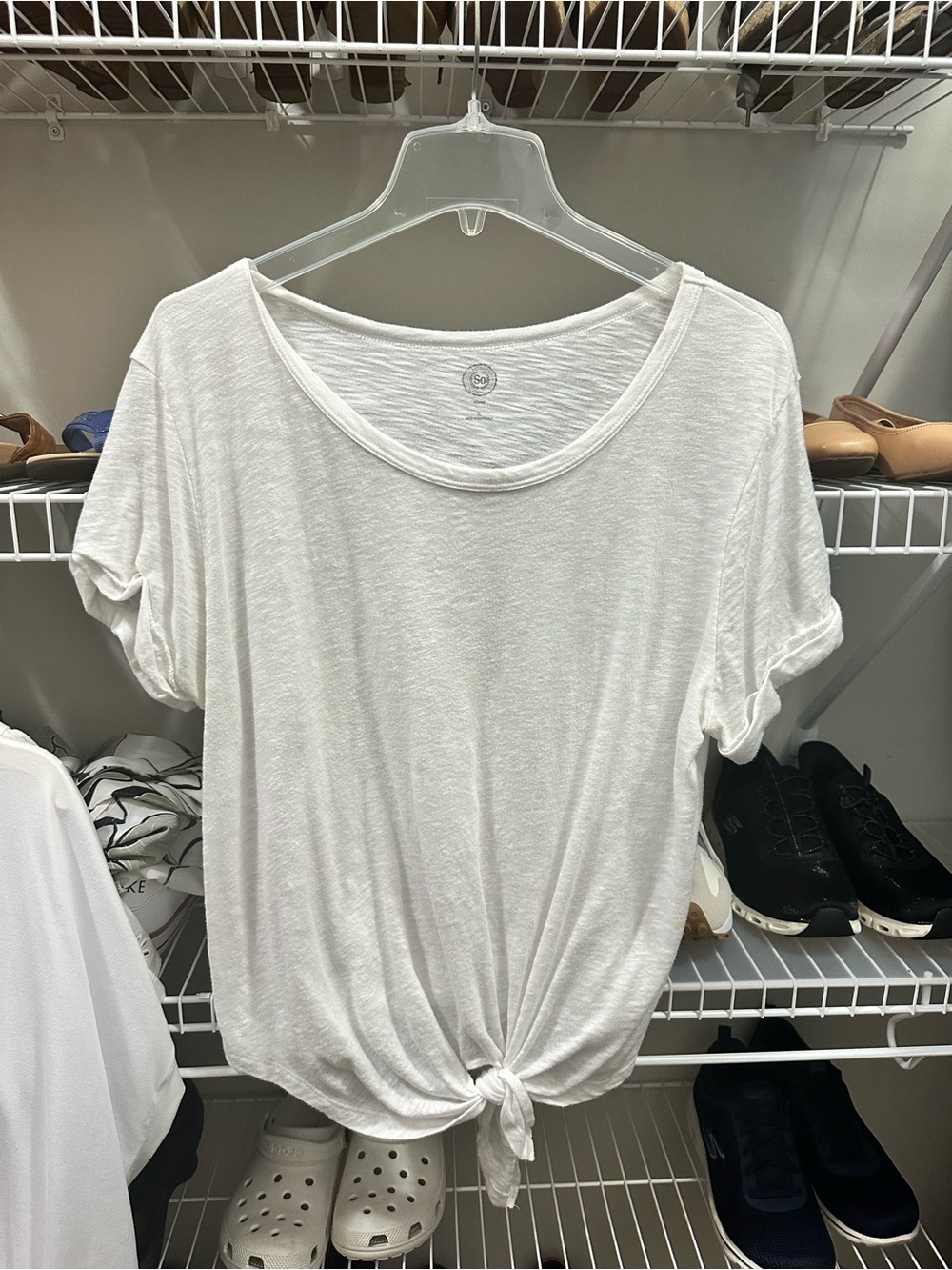SO White Short Sleeve Tie-Front Tee